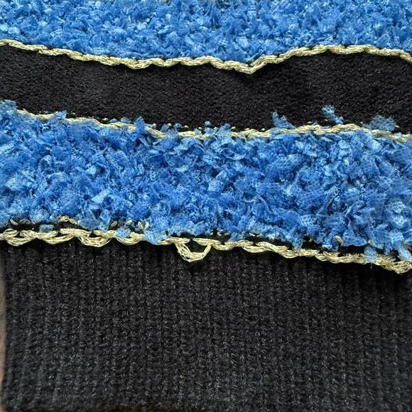 Cider Blue Black Striped Cropped Cardigan Gold Buttons Women’s Medium - Picture 9 of 13